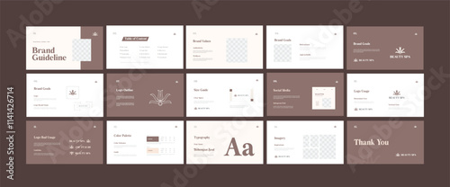 Brand identity framework template. Innovative brand standards layout. Logo and branding strategy guide. Brand presentation manual.