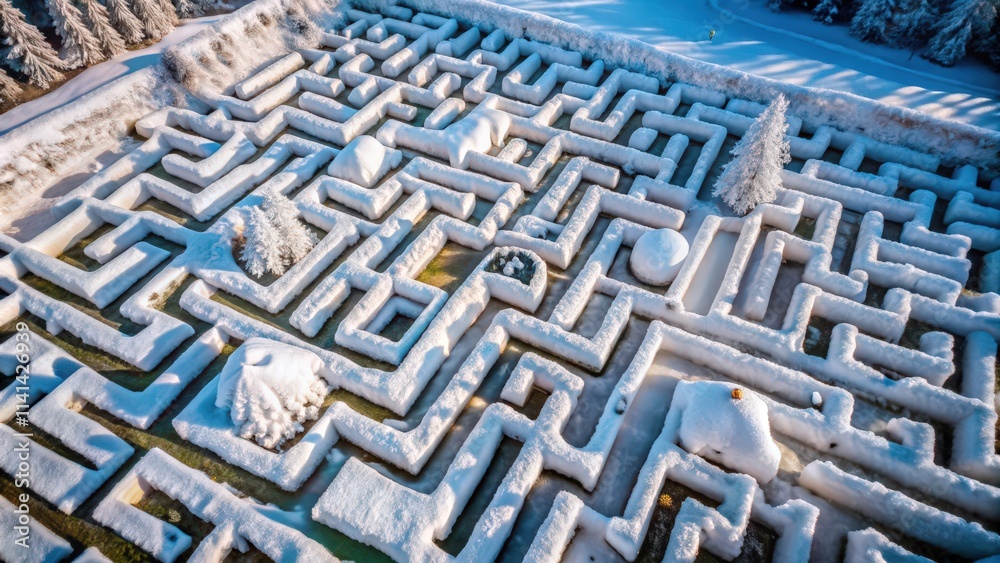 Snow-Covered Maze in a Winter Landscape Snow-Covered Maze in a Winter Landscape
