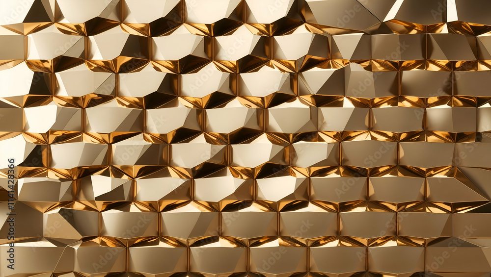 Detailed metallic wall design with geometric patterns in a golden finish Detailed metallic wall design with geometric patterns in a golden finish