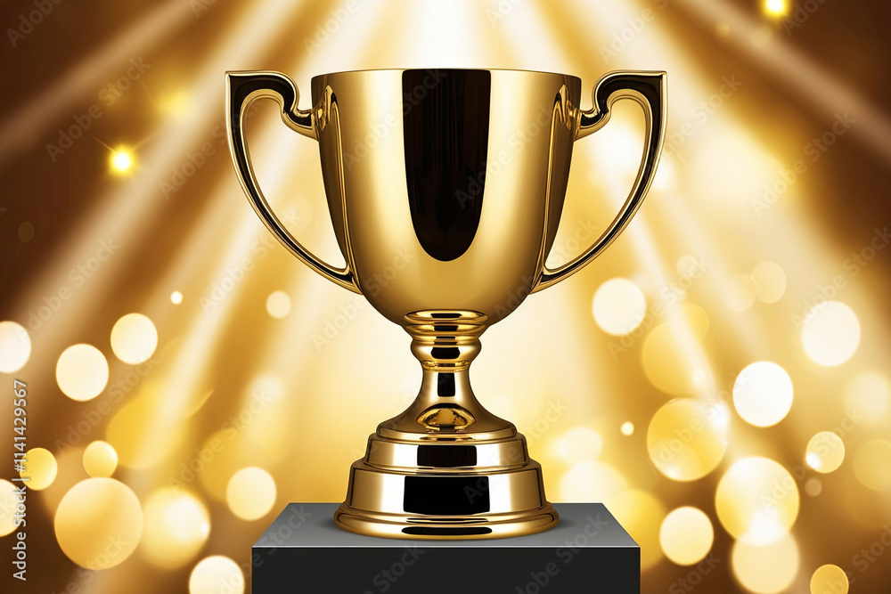 Gold cup on a black background