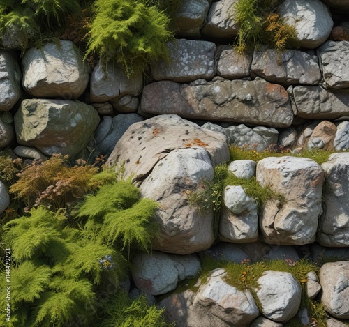 Weathered stonework texture with moss, lichen, and grime, grime, stone photo