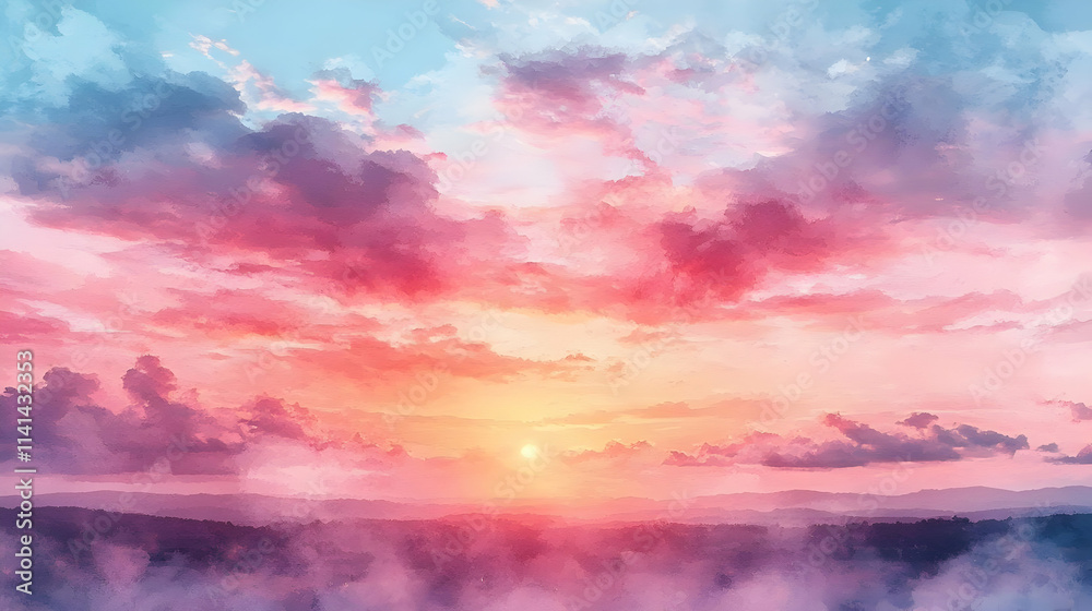 Sunset Sky: Painted Clouds over Mountains Sunset Sky: Painted Clouds over Mountains