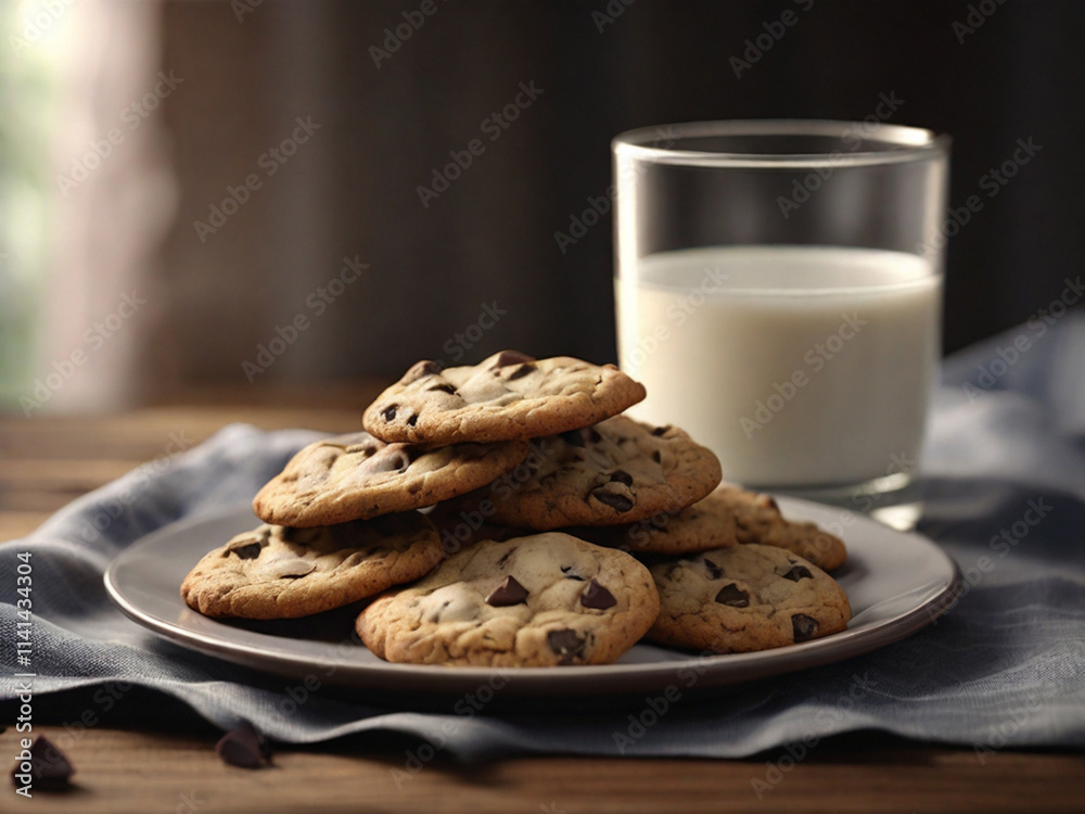 a plate of freshly baked chocolate chip cookies a plate of freshly baked chocolate chip cookies