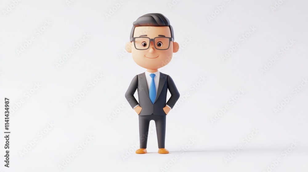 Smiling Asian Businessman in Suit, Hands in Pockets, White Background Smiling Asian Businessman in Suit, Hands in Pockets, White Background