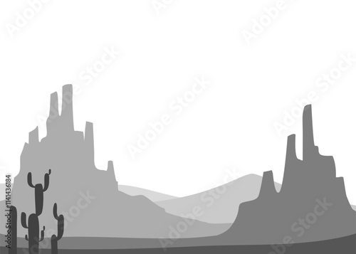 desert silhouette with dunes and cactus