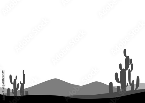desert silhouette with dunes and cactus
