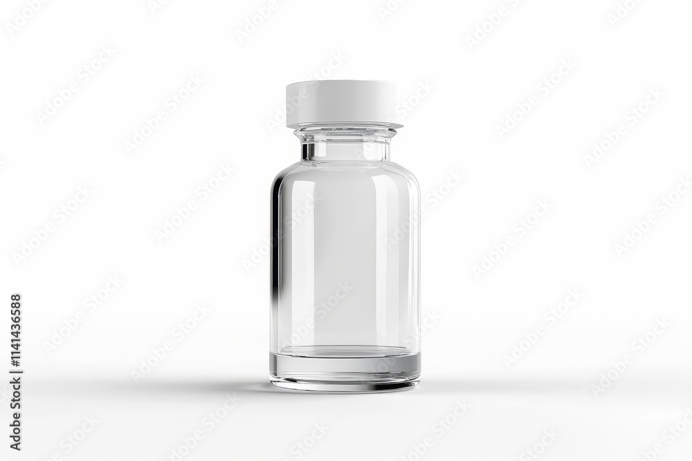 Clear glass bottle with white cap, isolated on white background. Clear glass bottle with white cap, isolated on white background.