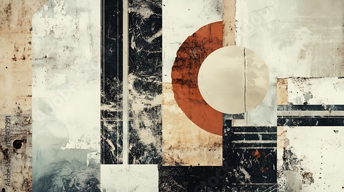 Abstract digital painting with geometric shapes in an expressive style.. AI Generated