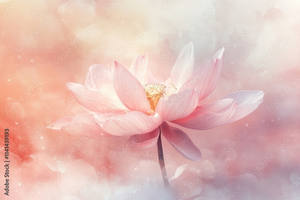 A Delicate Pink Lotus Flower with a Soft, Dreamy Background A Delicate Pink Lotus Flower with a Soft, Dreamy Background