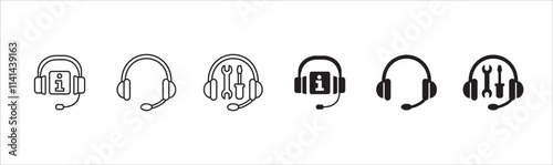 Customer service and support icon set. Help center and information hot line icons. technical support contact signs. Vector stock illustration.