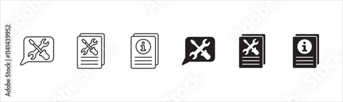 Customer service and support chat online icon set. Help center and information hot line icons. technical support mail contact signs. Vector stock illustration.