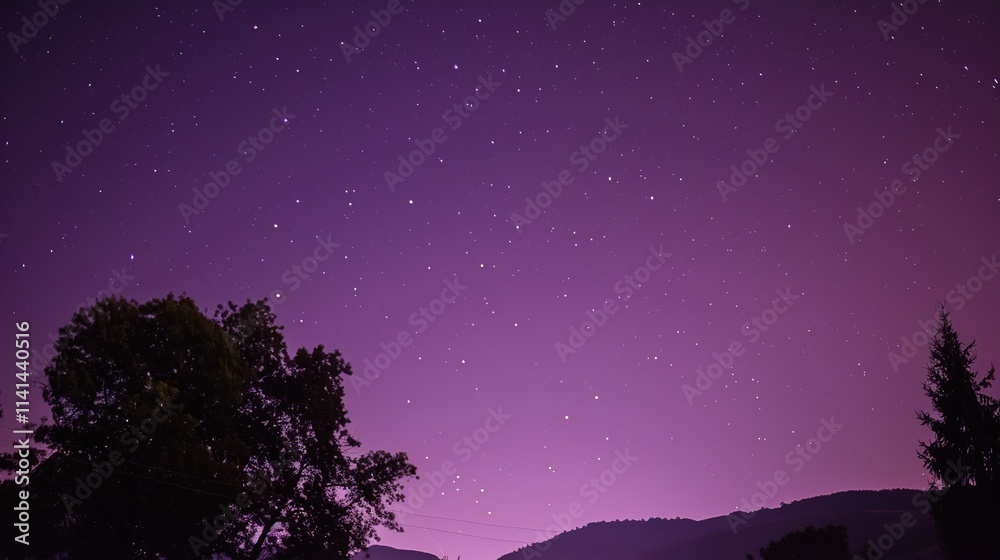 Fototapeta premium Stars pink sky purple galactic background