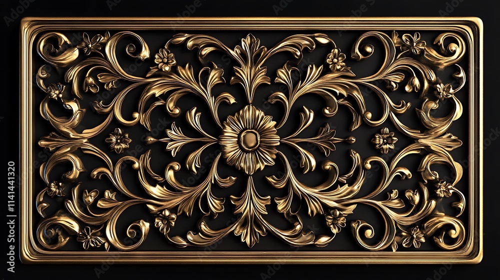 Ornate golden flourish illustration elegant abstract 3D render art. AI Generated Ornate golden flourish illustration elegant abstract 3D render art. AI Generated