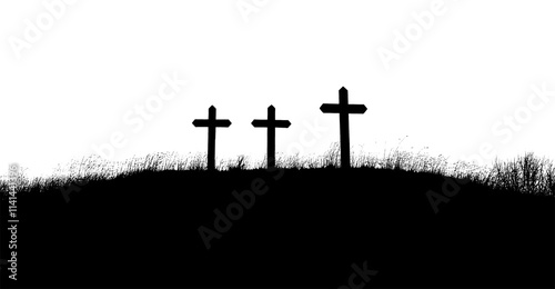 PNG Three Crosses On Hill cross symbol sunset. photo