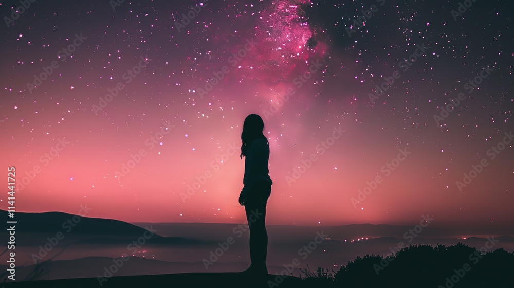Obraz premium Aesthetic pink sky purple galactic background