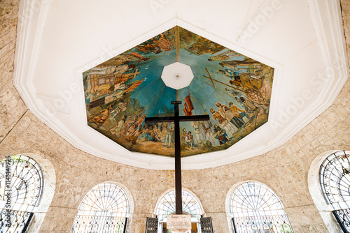 Magellan's Cross Inside a Historic Chapel in Cebu, Philippines