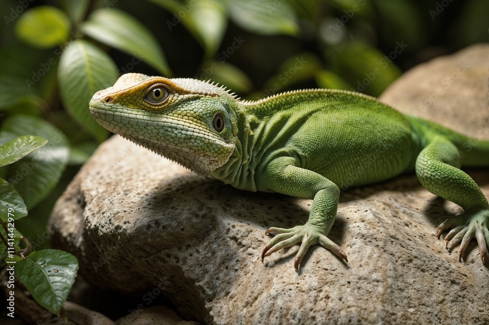 Beautiful green colour lizard in the forest Beautiful green colour lizard in the forest