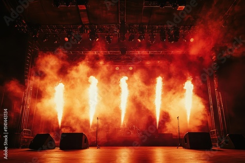 Dramatic Concert Scene Fiery Special Effect Stage Setup