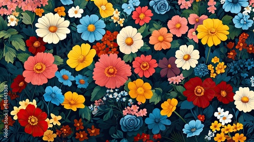 Flowers: A bright, floral background filled with colorful flowers, ideal for creating vibrant, nature-inspired designs, perfect for spring or garden-themed projects. 