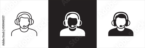 Customer service and support operator icon set. Online assistant administrator icon. Help center and information hot line staff or agent icons. Technical support contact. Vector stock illustration.