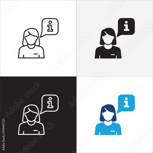 Customer service and support operator icon set. Online assistant administrator icon. Help center and information hot line staff or agent icons. Technical support contact. Vector stock illustration.