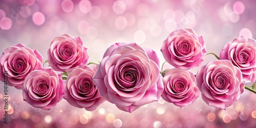 Stunning Silhouette of Pink Rose Flowers in a Wave Floral Arrangement Isolated on a Soft Background for Elegant Decor and Floral Design Inspiration