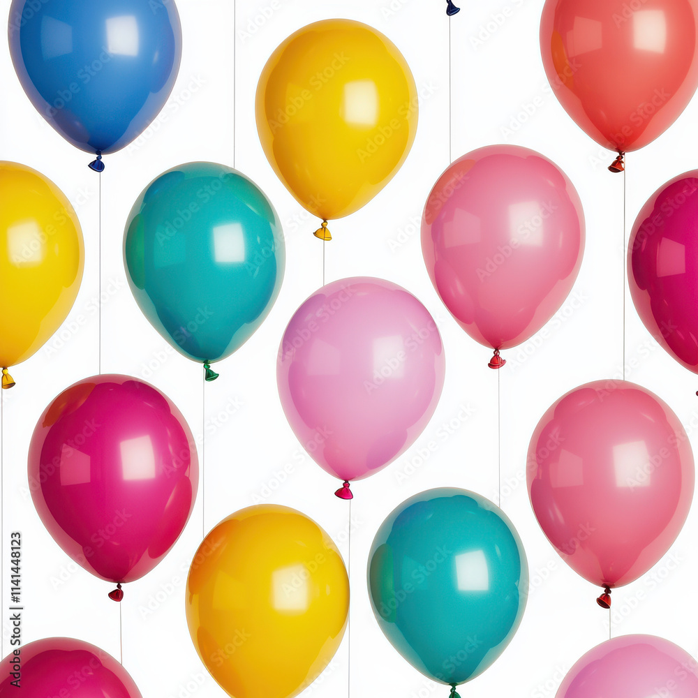 Colorful balloons floating with glossy textures, isolated design on white background
Colorful balloons floating with glossy textures, isolated design on white background