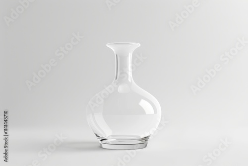 Clear glass vase with a round body and a narrow neck, on a white background.