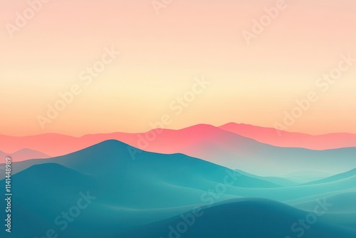 Pastel Mountainscape Under a Calm Sunset Sky