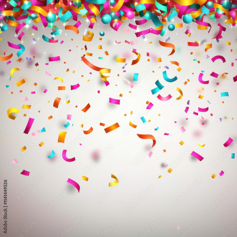 Obraz premium Colorful confetti falling with vibrant shapes and festive atmosphere