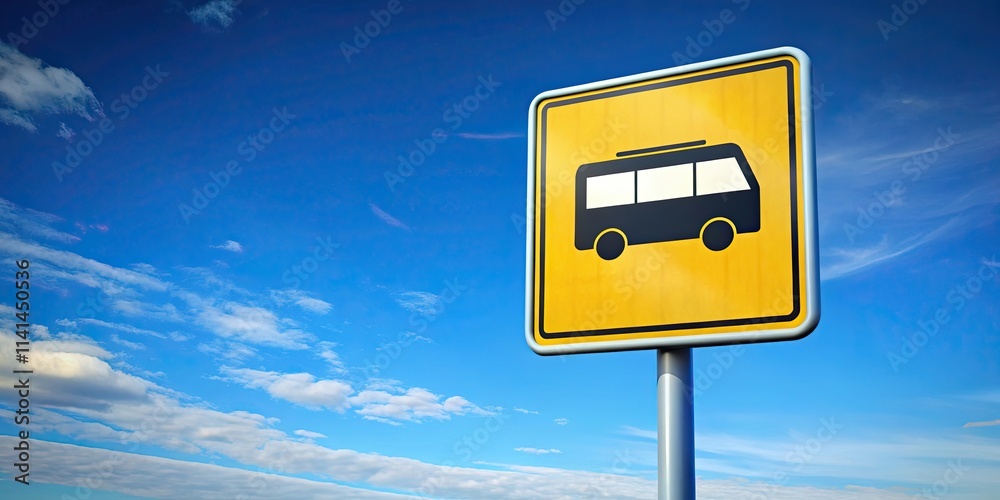 Bus stop road sign against a blue sky background, bus, stop, road sign, transportation, public transport, blue sky Bus stop road sign against a blue sky background, bus, stop, road sign, transportation, public transport, blue sky