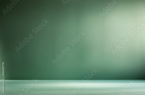 Abstract green studio background with blurred lighting. photo
