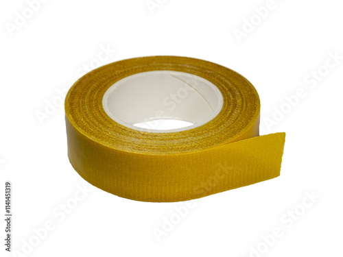 Ultra thin double sided adhesive tape. Double sided mounting tape. A roll of adhesive tape on a white background. High viscosity and strong mesh glass fiber carpet tape  photo