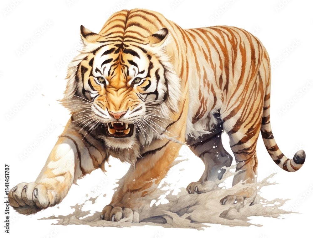 Obraz premium PNG Tiger wildlife cartoon animal.