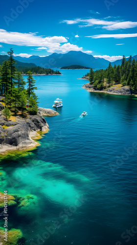 Nature's Mesmerizing Canvas: A Stunning Panoramic View of the Beautiful BC Islands
