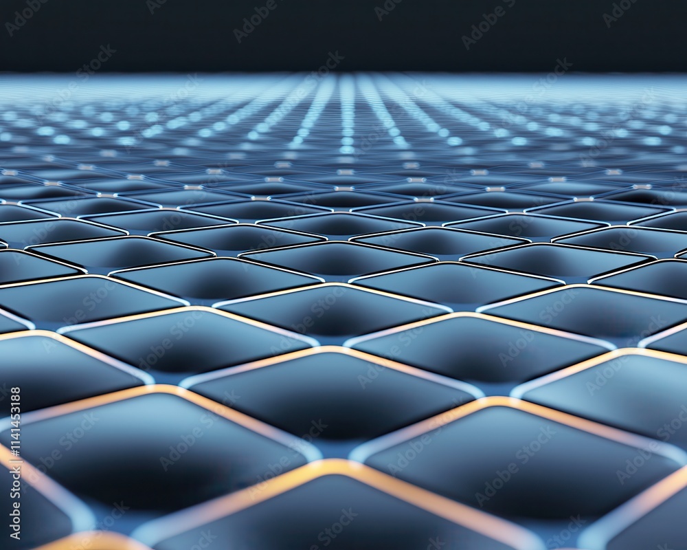Naklejka premium Futuristic grid pattern with blue and orange highlights.