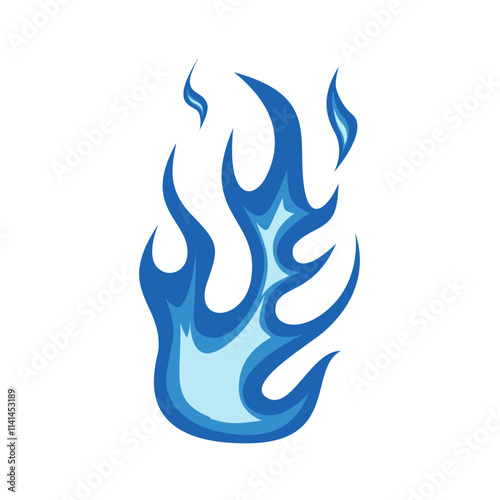Blue fire icon. Symbol of burning natural gas. Vector illustration isolated on a white background