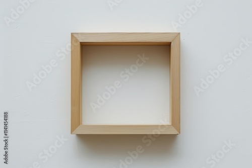 Simple square wooden frame on white background.