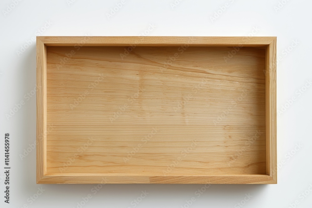 Empty light brown wooden tray on white background. Empty light brown wooden tray on white background.