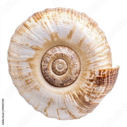 Spiral seashell isolated on white background.