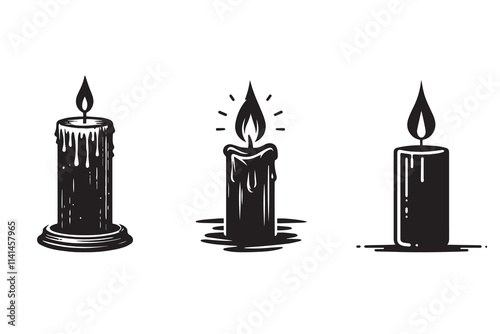 Wax Candle Silhouette Illustration Design