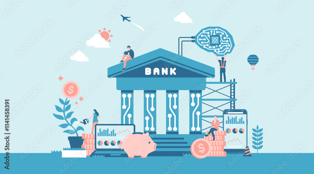 Naklejka premium BaaS ( Banking as a Service ) vector banner illustration