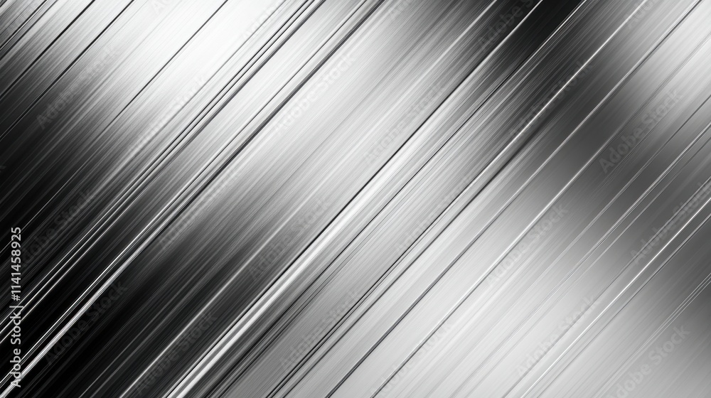Obraz premium Abstract silver diagonal lines; brushed metal texture. Ideal for backgrounds, tech designs, and modern presentations.