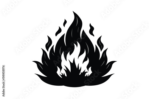 fire black color on white background E.eps