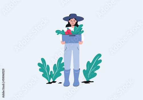 Farmer harvesting on the farm