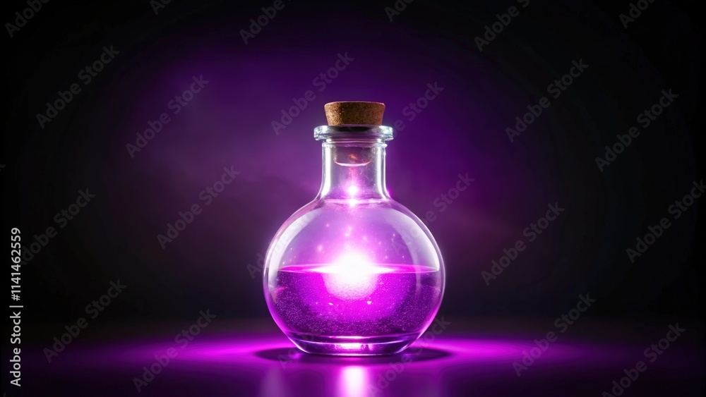 A Glass Bottle Filled with Glowing Purple Liquid A Glass Bottle Filled with Glowing Purple Liquid