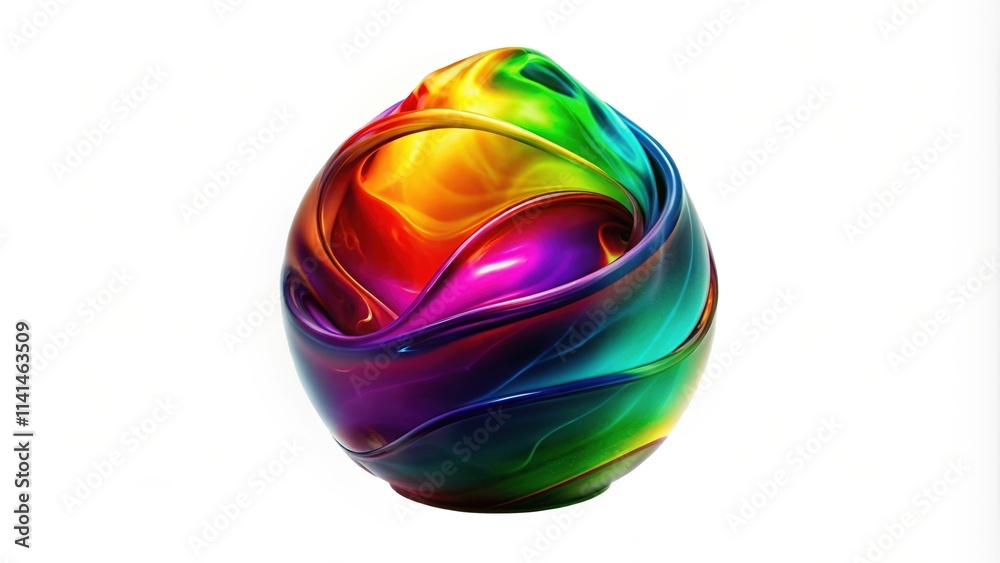 Abstract Rainbow-Colored 3D Swirling Sphere Abstract Rainbow-Colored 3D Swirling Sphere