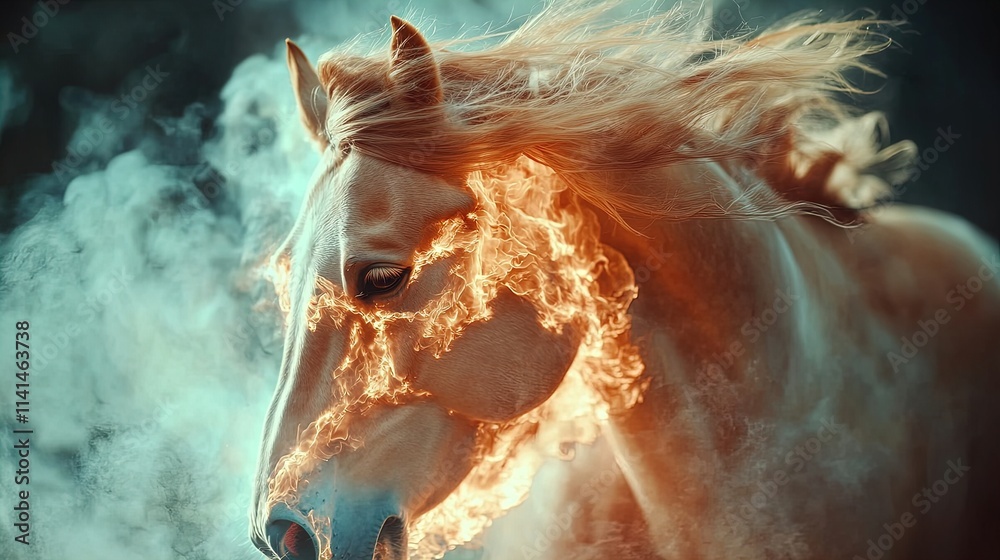 Obraz premium Molten Gold Galloping Horse: A Stunning Poster for Sports Interiors Showcasing Fluid Motion and Radiant Luxury with Intricate Metallic Details