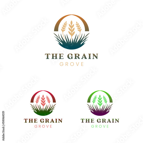 Wheat stalks grass circle logo design. Suitable for agriculture or food industry branding materials. EPS Layered Vector File