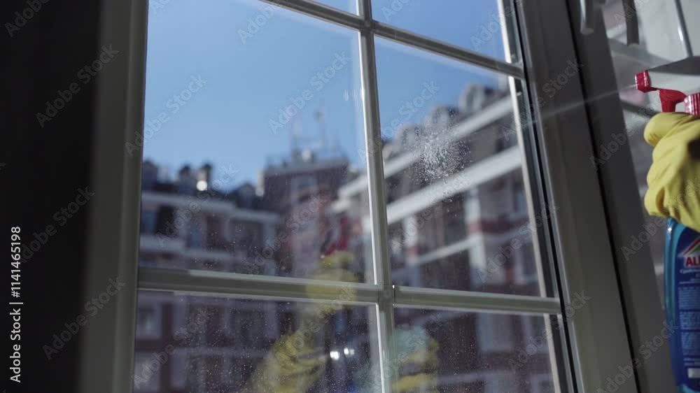 Cleaning window pane with detergent